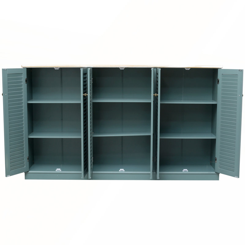 Kenlei 6 Shutter Door Accent Cabinet, Teal