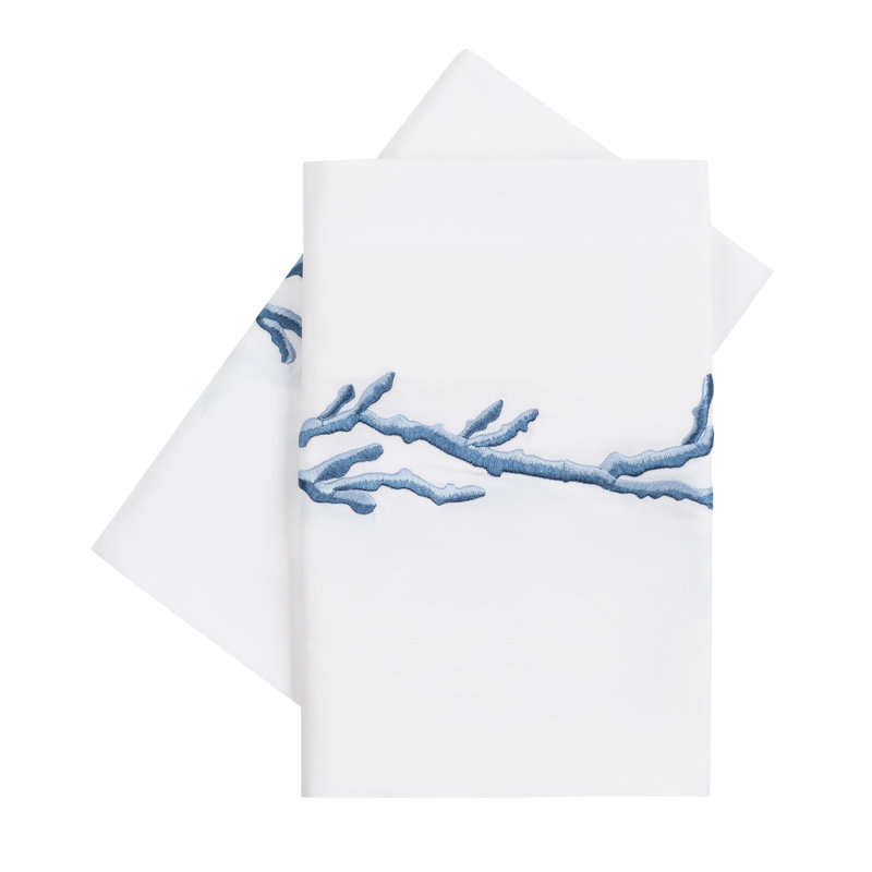 Coral Embroidered King Pillow Cases, Standard