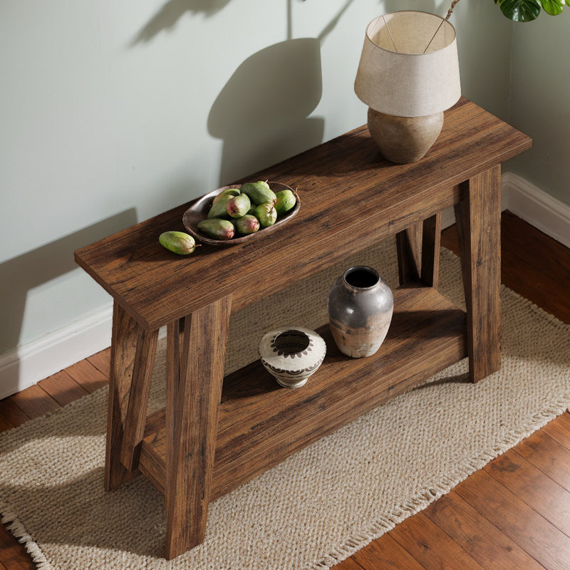 41.3" Farmhouse Console Table, 2-Tier Narrow Entryway Table with Storage, Sofa Table Behind Couch for Living Room, Hallway, Foyer