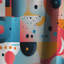 Motif tendance Popart rose et bleu - Rideau occultant géométrique abstrait - 1 panneau-107545833