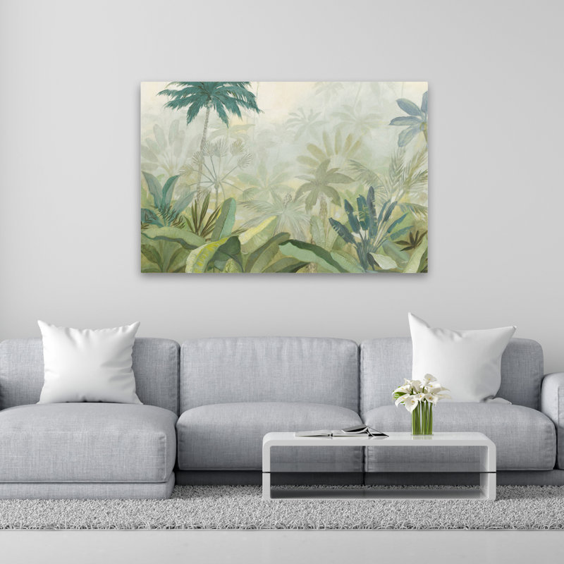 Lush Tropics Blue Tropical Blue Grey Bananas Leaves Botanical, H 60 po x l 40 po