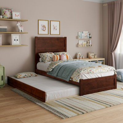 Aveline Wood Platform Bed with Footboard & Trundle