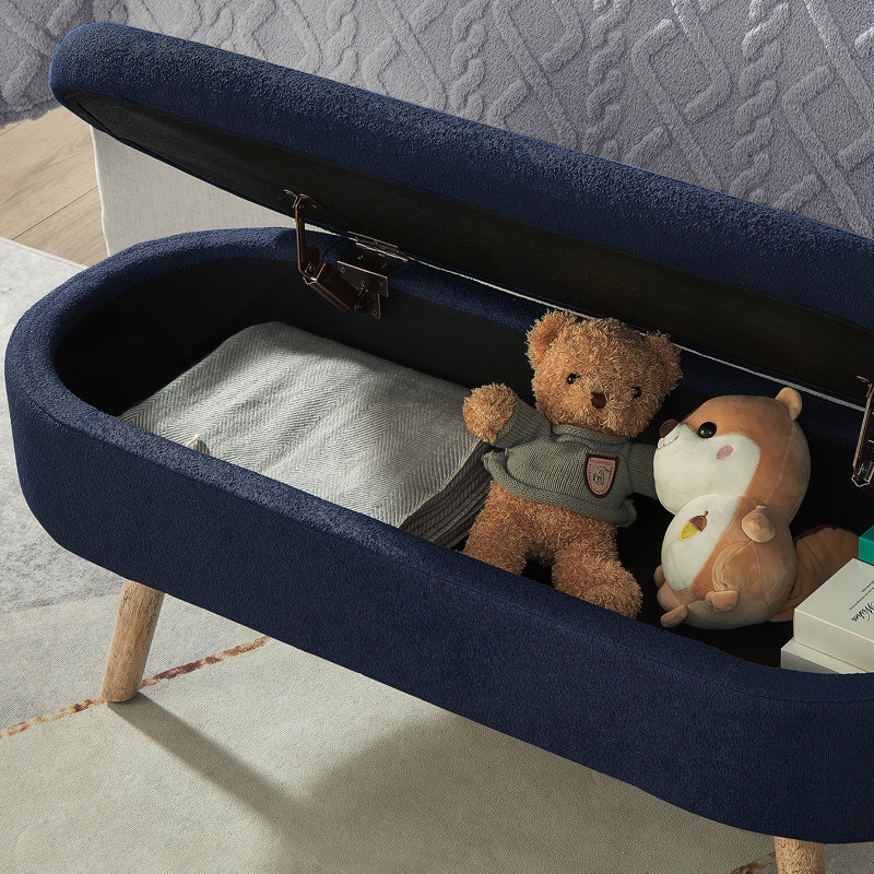 Banc de rangement avec repose-pieds ovale Luxury, Marine