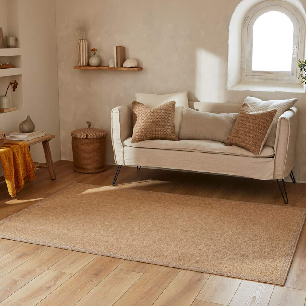 Teppich Wohnzimmer Jute-Look Beige