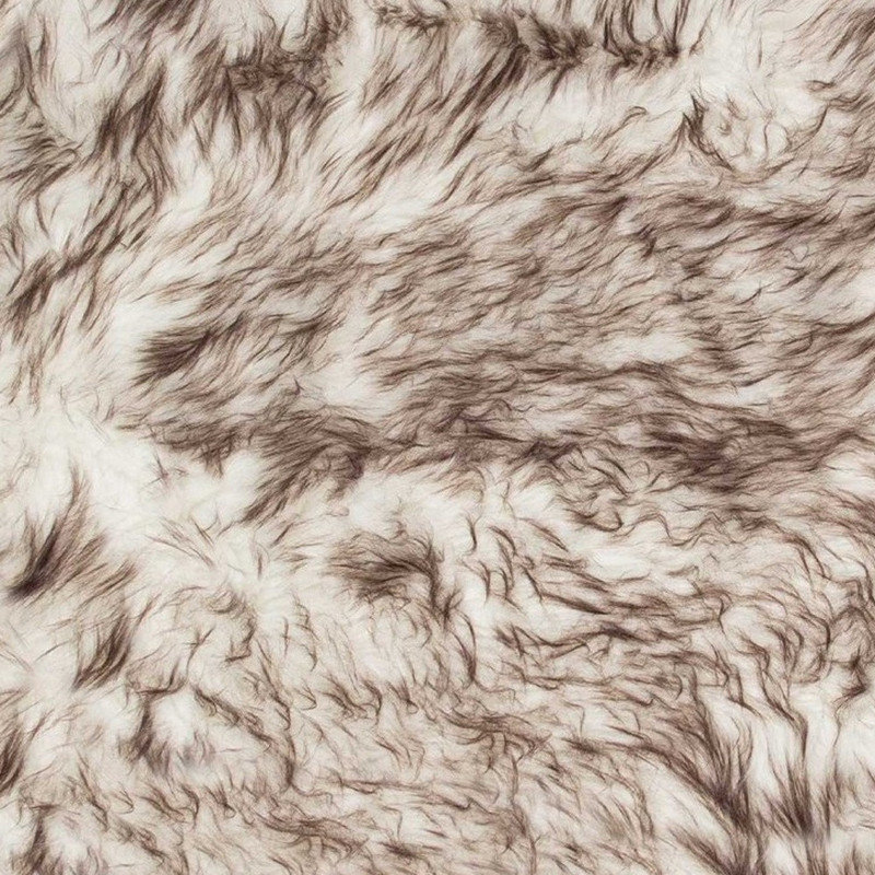Foote Brown and White Faux Sheepskin Ombre Machine Tufted Non Skid Area Rug, Rectangle 2' x 3'