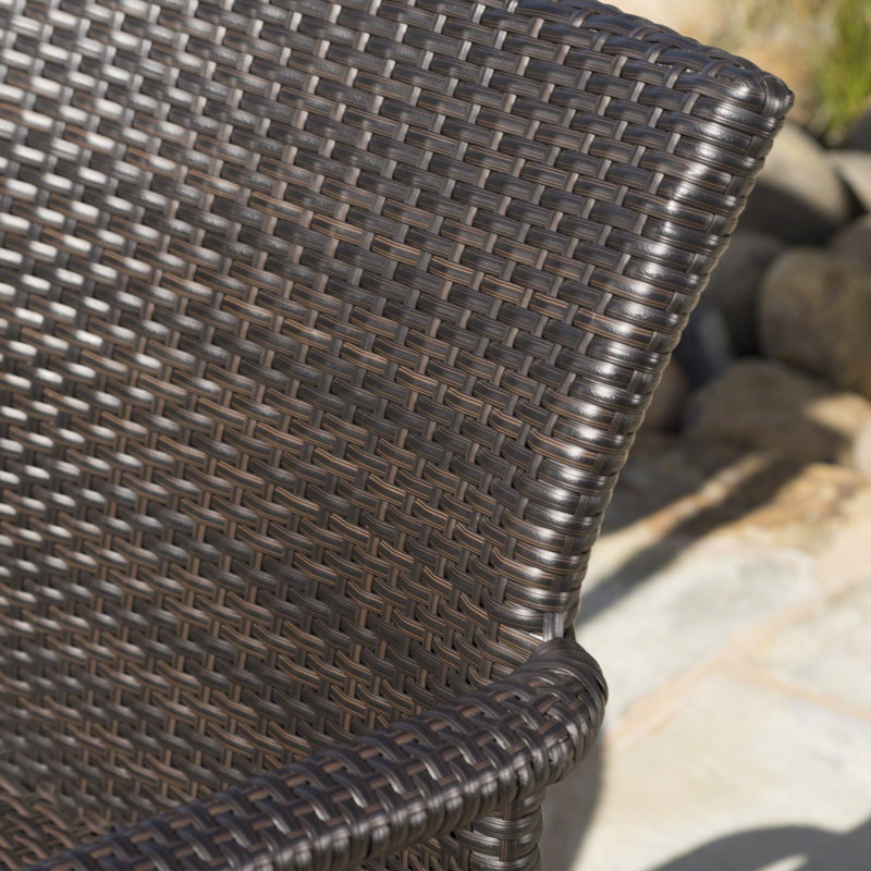 Fauteuil de table à manger empilable pour le patio Bronstein, Brun multi