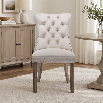 Chaise rembourrée haut de gamme en velours de bois massif