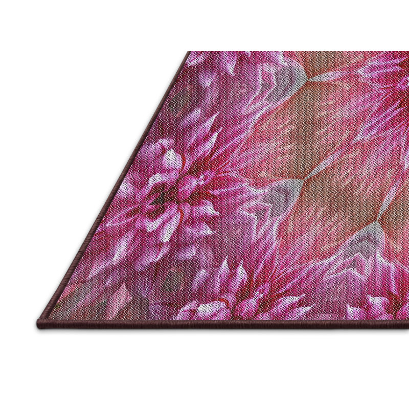 Tapis mauve à motif floral, Rectangle 5 pi x 7 pi
