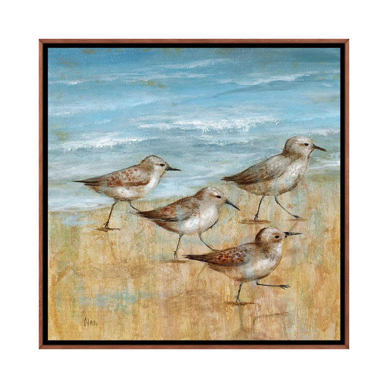 "Sandpipers I" par Nan, reproduction d’art, Toile avec cadre en bois classique, Pas de tapis, H 18 po x l 18 po x 1,5 po