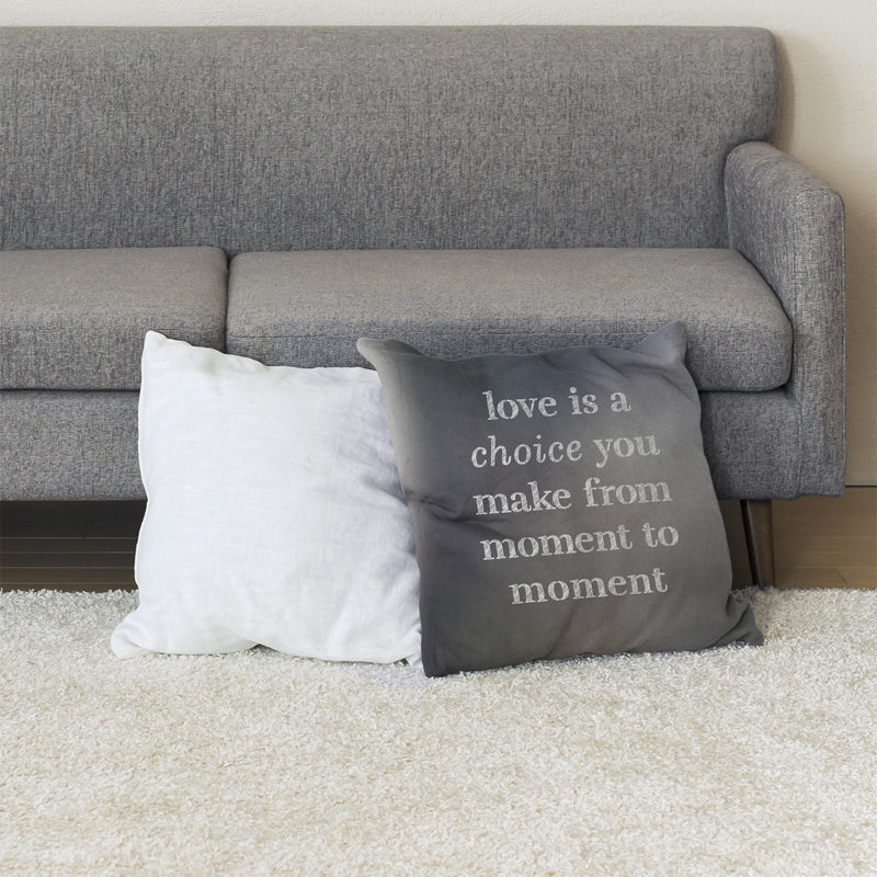 Coussin de sol Love is a choice, H 28 po x l 28 po, Gris