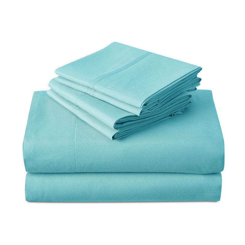 Ensemble de draps en coton 2000 fils Kathy Ireland (6 pièces), Turquoise, Très grand