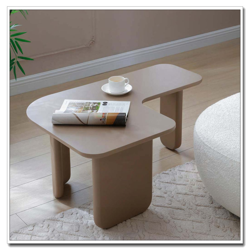 35.43" L-Shape Coffee Table, Khaki