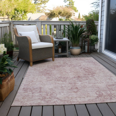 Machine Washable Indoor/Outdoor Claudian ACN1238 Pink Rug