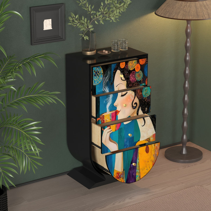 Commode d'appoint de rangement moderne à quatre tiroirs
