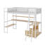 Lit mezzanine simple en métal avec bureau en L élégant et lumière DEL intégrée-1376263970