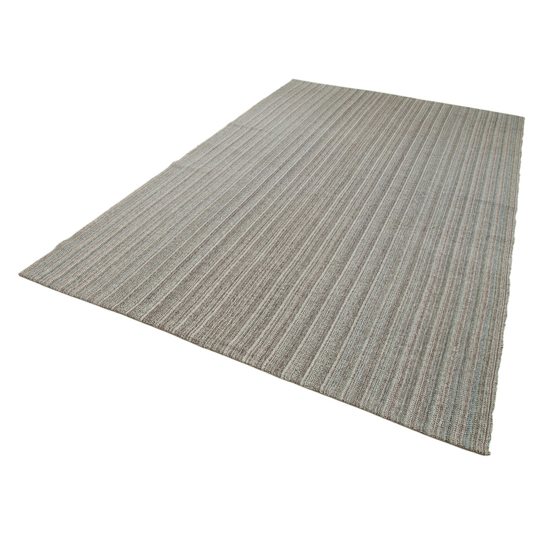Vintage Flatweave Grey Vintage Wool Handmade Area Rug