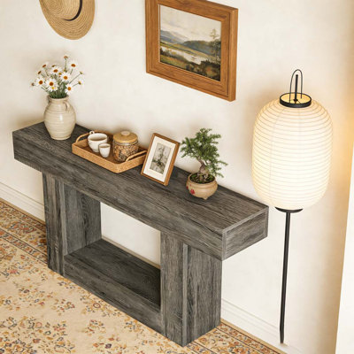 Wooden Farmhouse 2-Tier Sofa Entryway Table