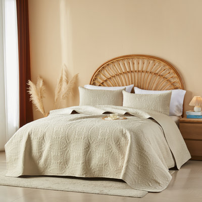 Ensemble de courtepointe 3 pièces, ensemble de courtepointe classique, ensemble de couvre-lit doux pour toutes les saisons, édredon mince de luxe, couverture matelassée chaude avec taies décoratives, ensemble de courtepointe pour lit simple 2 pièces