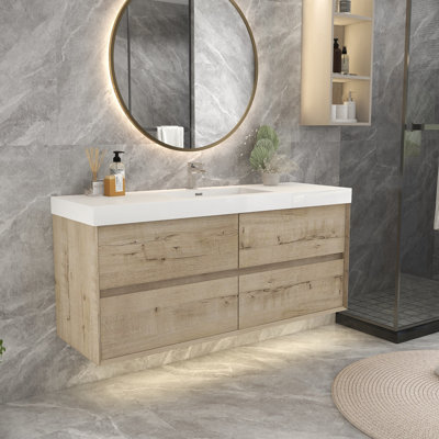 58.6'' Single Bathroom Vanity with Plastic Top