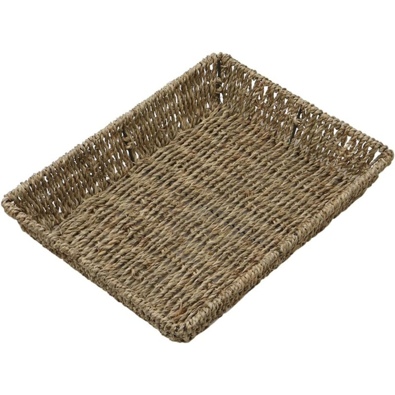 MantraRaj Seagrass Rectangular Storage Tray Hand-Woven for Storage Breakfast Decorative Wicker Tray