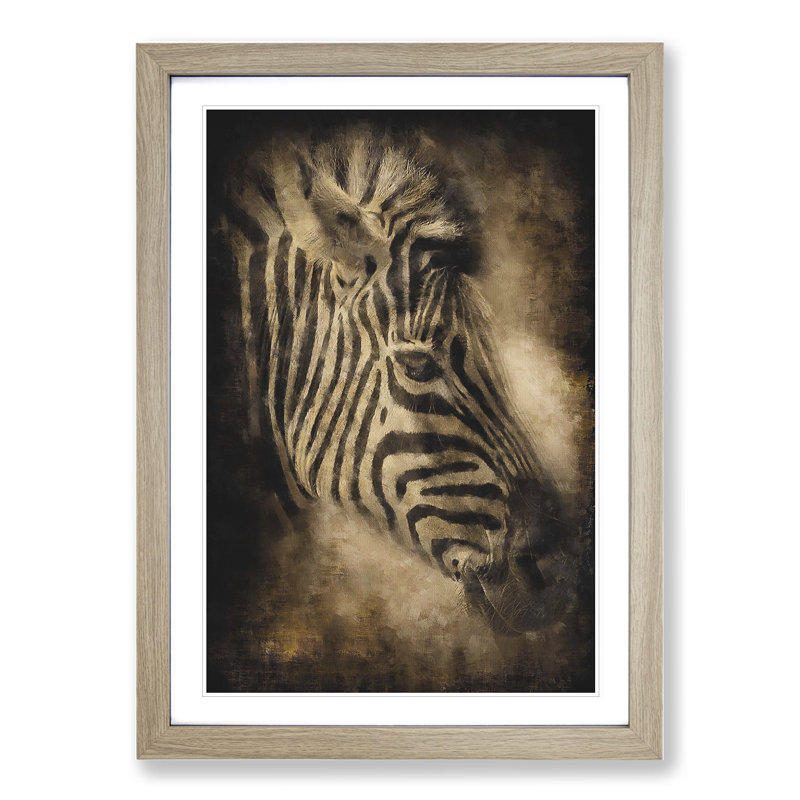 Zebra Vol.5 - Picture Frame Painting, 48cm H x 36cm W x 2cm D, Oak