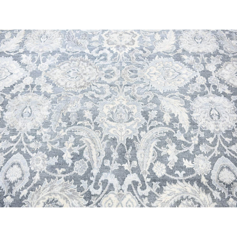 Tapis gris nouvel âge en soie 8 pi x 10 pi 2 po Williamstown