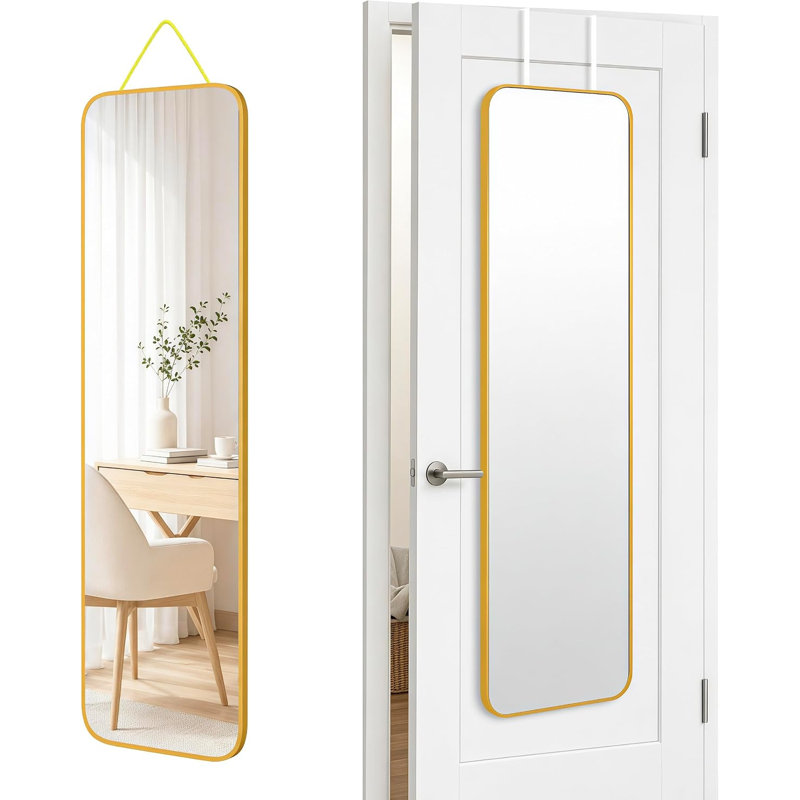 Miroir pleine grandeur 47 x 14 sur la porte, fixation murale / corde suspendue or, Gold