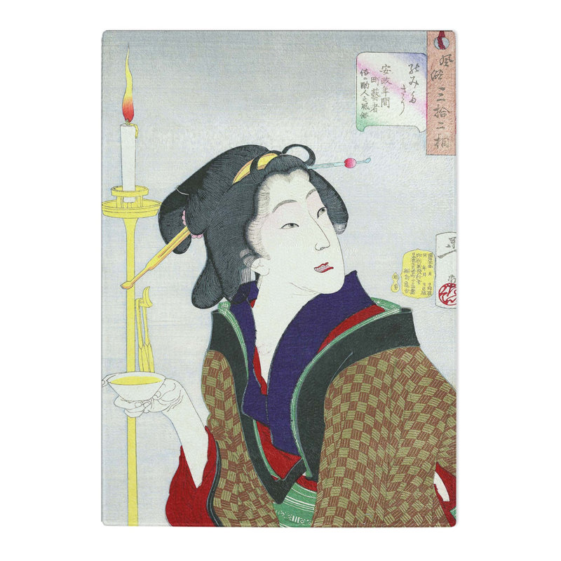 Tempered Glass Geisha by Tsukioka Yoshitoshi Chopping Board, 39cm W x 28.5cm L