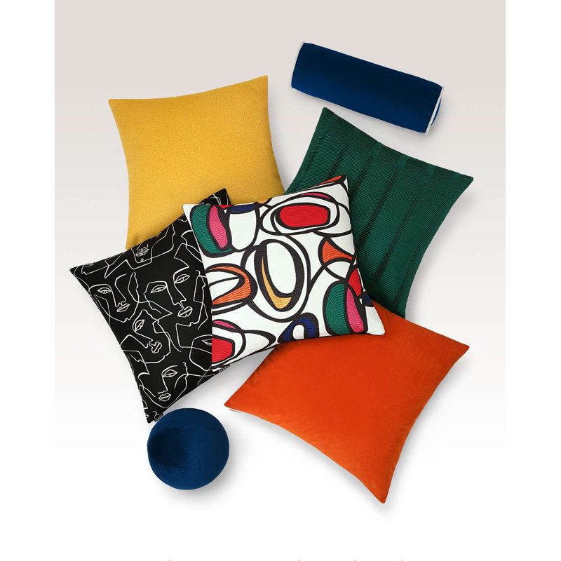Face Pillow Cover & Insert, Black, Square 22"