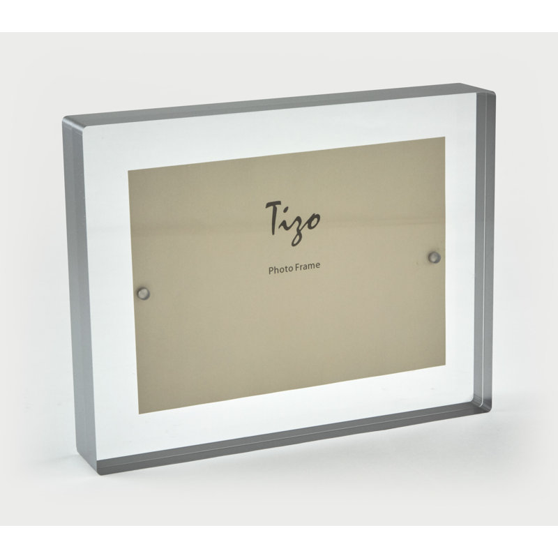 Lucite Rectangle Floater Frame, Sivler, 4" W x 6" H