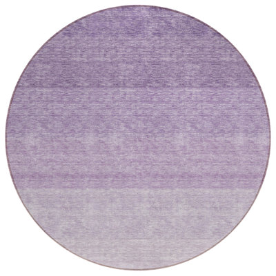HomeRoots 8' Purple And Lavender Round Ombre Washable Indoor Outdoor Area Rug