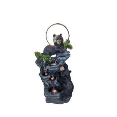 5th Floor Outdoor Fountain Waterfall with LED Lights,Courtyard Art Interior Decoration