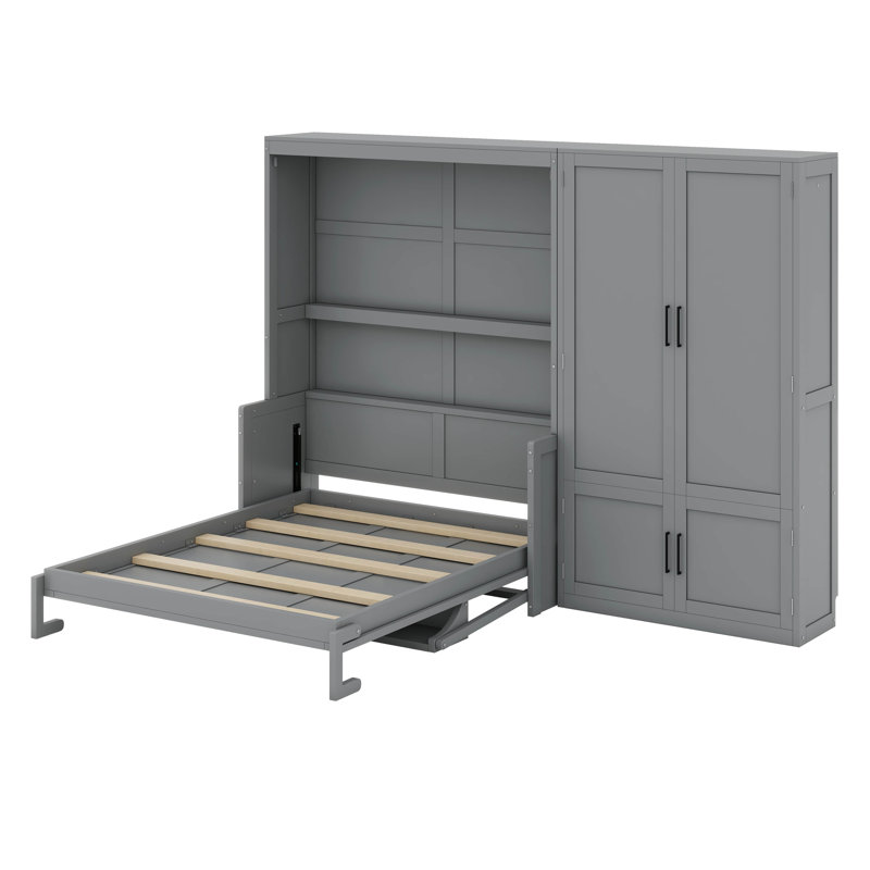 Lit escamotable avec placard Culbreth, Gris