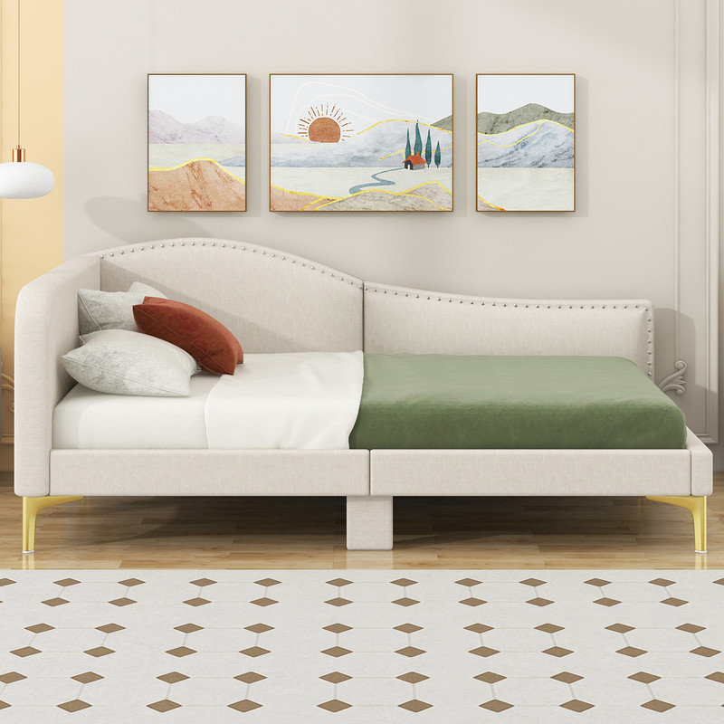 Lit de jour Ryliee, Beige, Lit simple