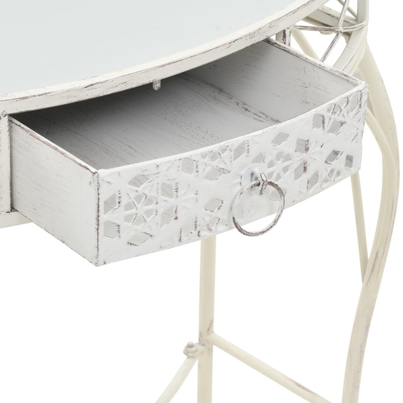 Charlize Glass Top End Table, White