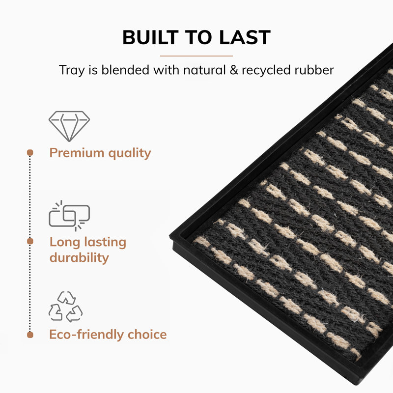 Tapis de démarrage écologique en caoutchouc 14 po x 24 po avec rebords surélevés pour chaussures boueuses, outils de jardinage et articles pour animaux domestiques - intérieur / extérieur