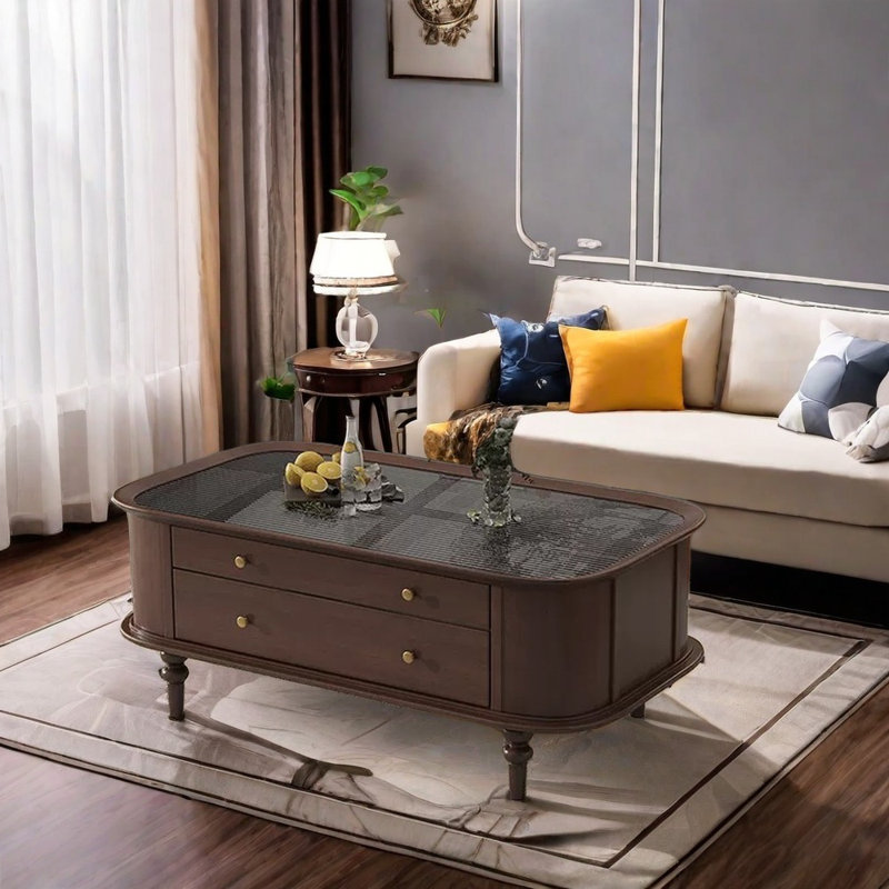 La table basse incurvée est élégante et rétro, H 18,9 po x L 47,24 po x l 25,98 po