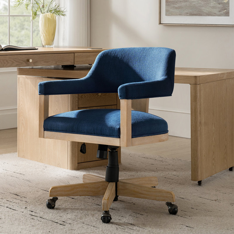 Chaise de bureau pivotante en bois massif Ackeron Ocean, Marine