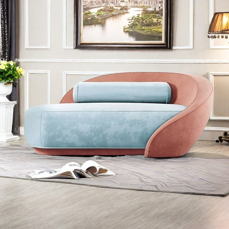 Méridiennes intérieures en flanelle Comfy, Orienté à droite, Rose / bleu clair
