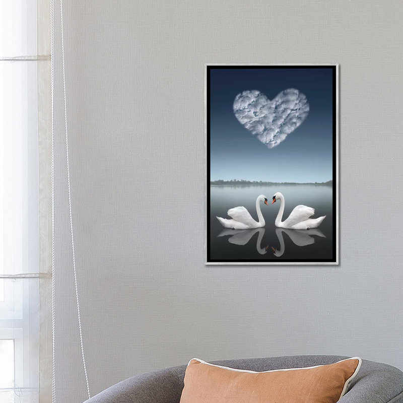 "Together" par Ben Heine-impression d’art graphique, Pas de tapis, H 26 po x l 18 po x P 1,5 po, Toile avec cadre argenté