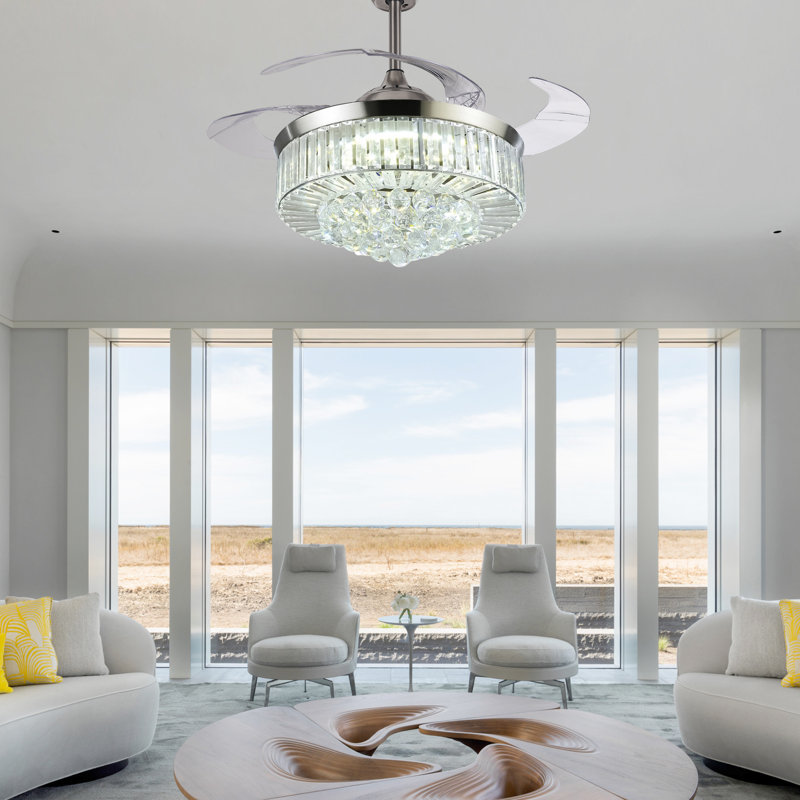 Jadarien Ceiling Fan with LED Lights, Silver