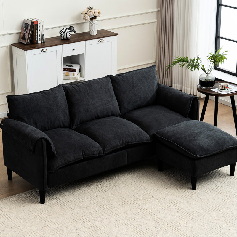Moderne pour le salon avec rangement et tissu gris en forme de L 3, fabrication charmante et confortable
