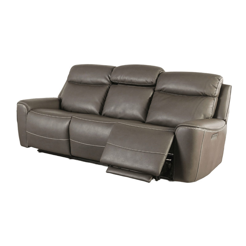 89.4" W Transitional Power Sofa, Gray