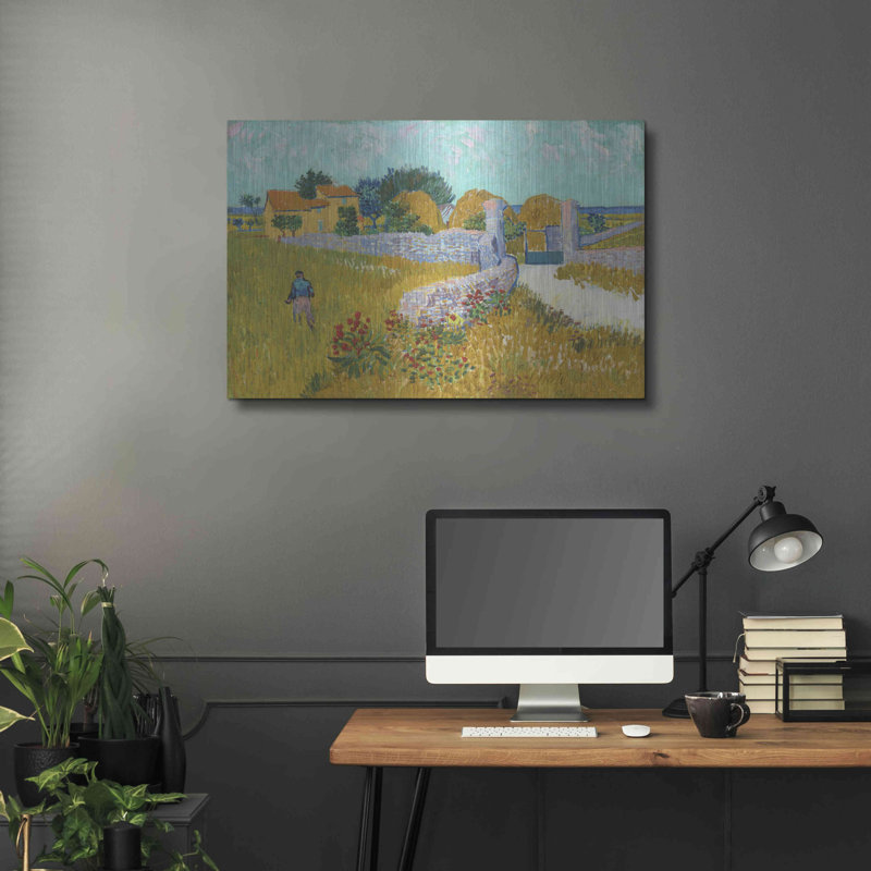 «Farmhouse in provence» par Van Gogh, art mural en métal, H 12 po x l 16 po