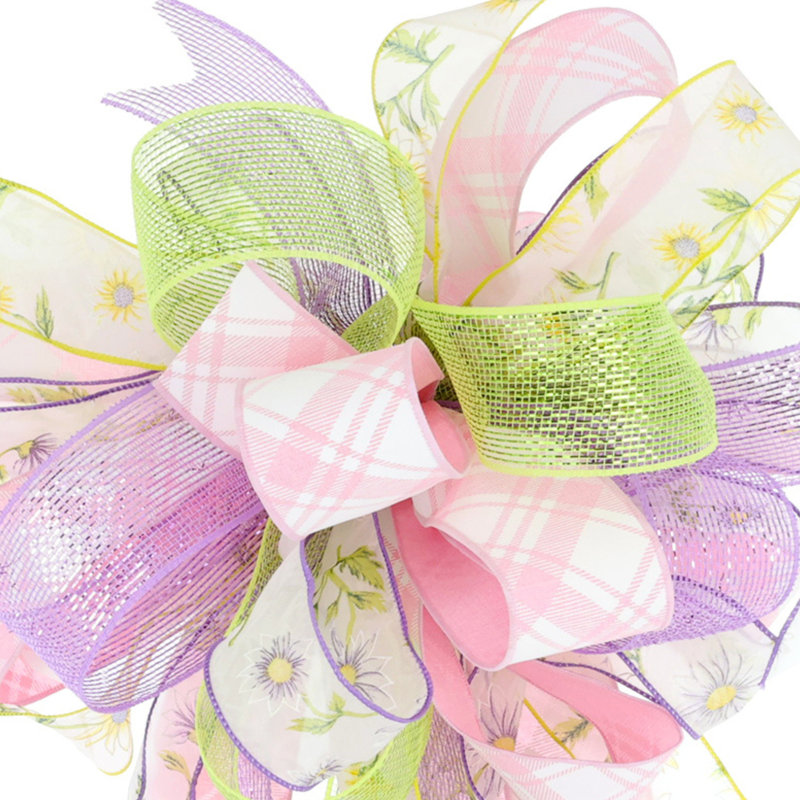 Decorative Spring Bow, Purple/Pink/Green