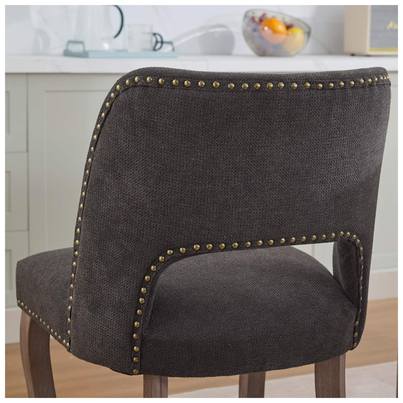 Chaises de salle à manger rembourrées en bois d'hévéa massif l 22,8 po x P 20 po x H 35,2 po A&A Furniture, Gray, Gray