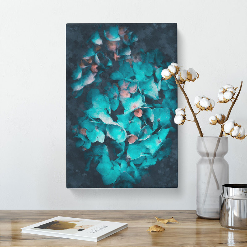 Teal Blue Hydrangeas - Wrapped Canvas, 50cm H x 35cm W x 3cm D