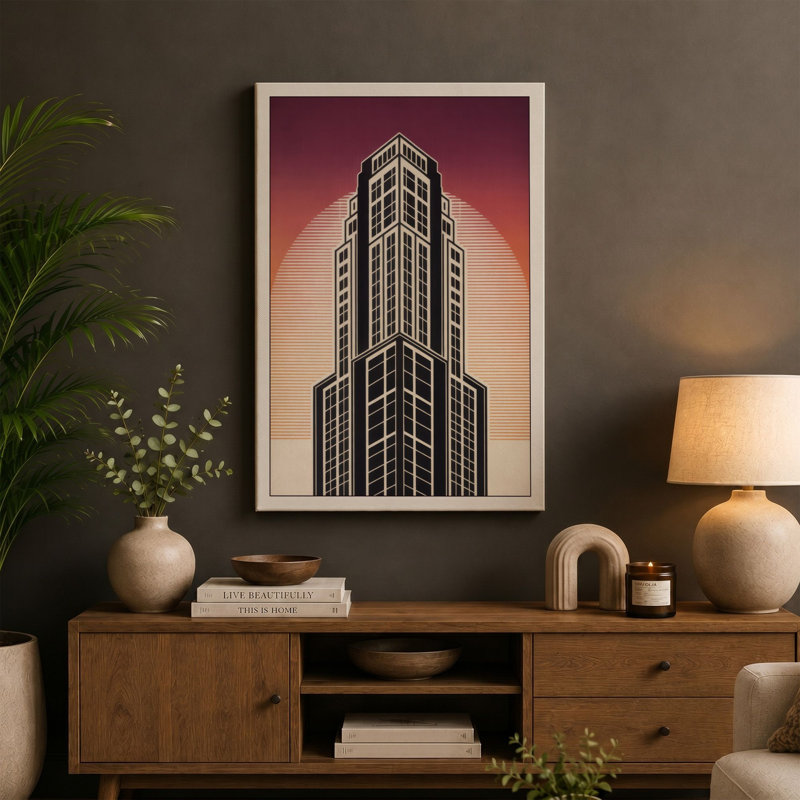 Skyward Art Deco - Wrapped Canvas, 24x16 - 61.0 x 40.6 cm, Black Border