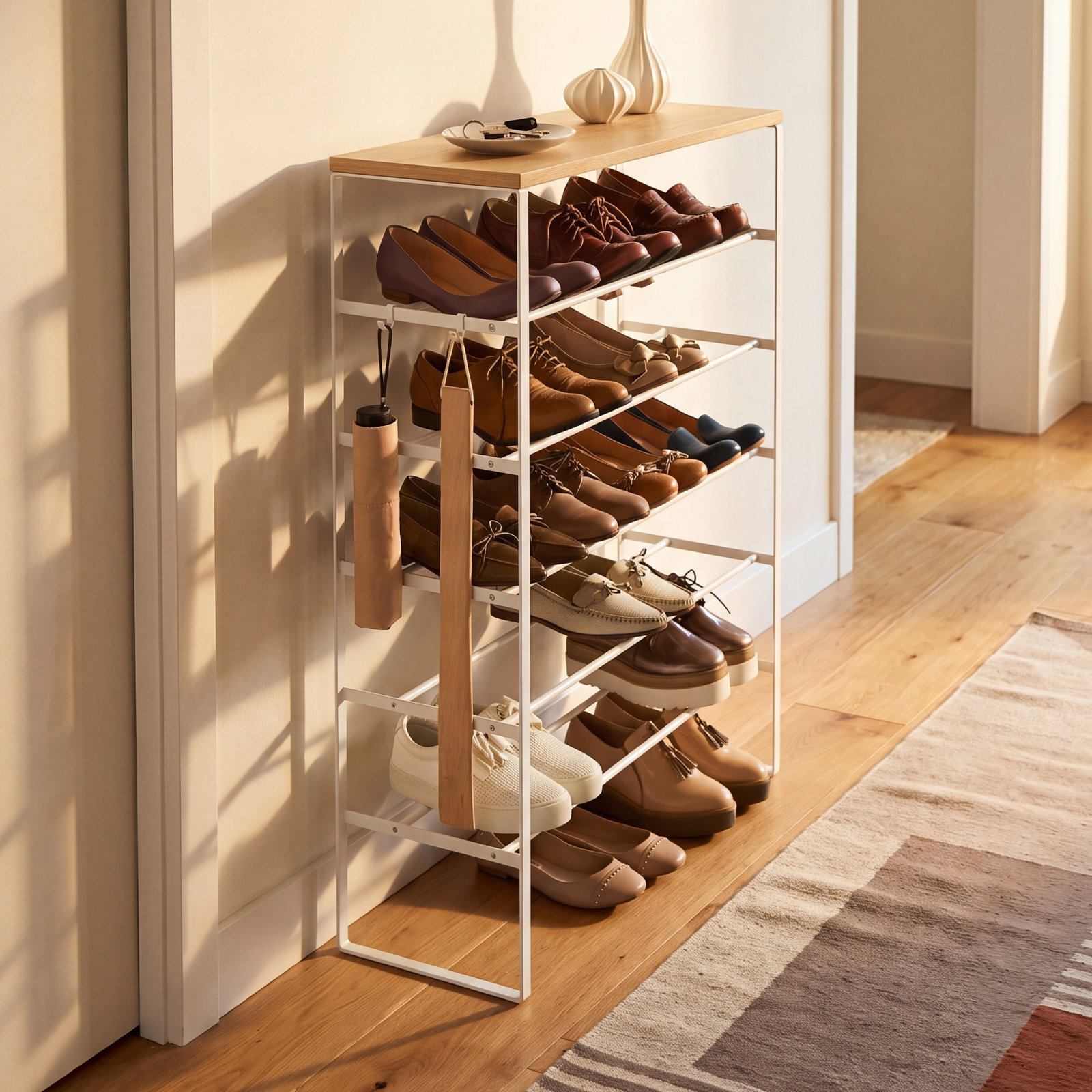 Yamazaki Home Tower 6-Tier Shoe Rack, White