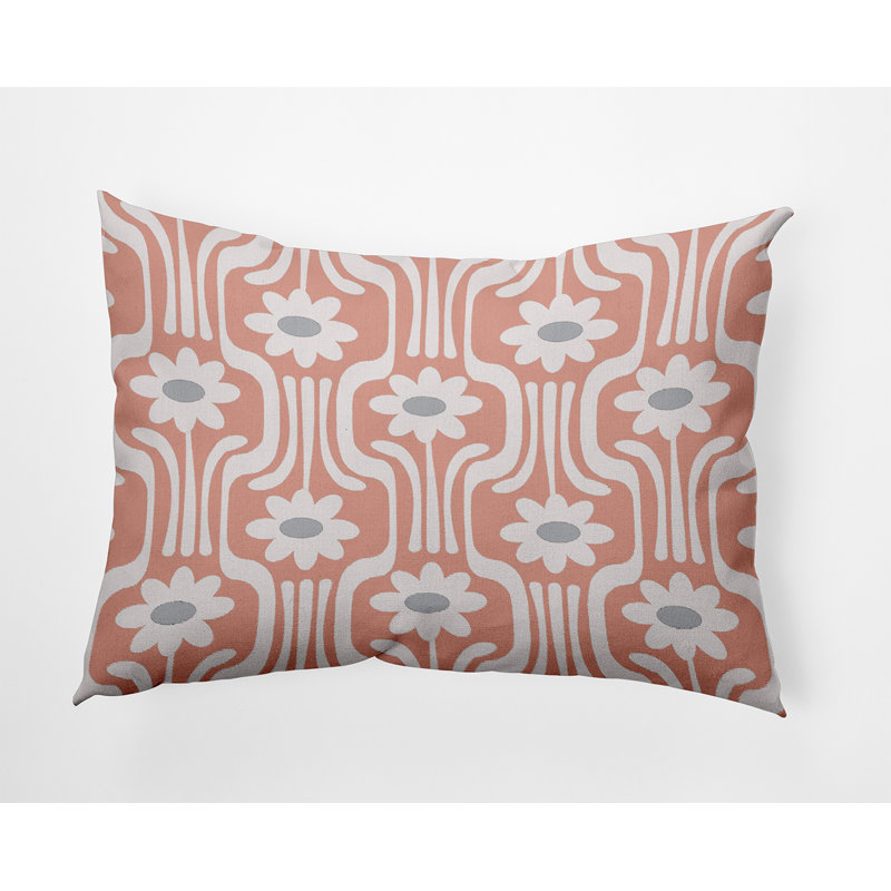 Coussin floral réversible Flower Power, Floral corail doux